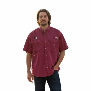 Columbia Men's Maroon Casual Button Down Shirt